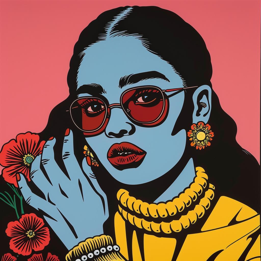 painting  woman  sunglasses  flowers  colorful  art  portrait  stylized  nature  vibrant 1022753