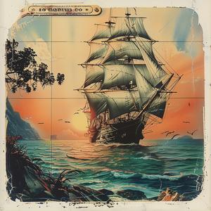 ship  ocean  birds  flying  sky  chromolithography  painting  art  seascape  nature 1037852