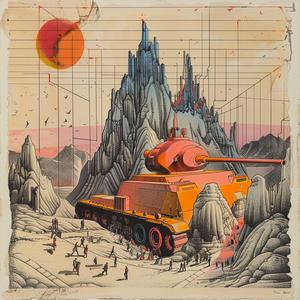 tank  mountain  art  futuristic  military  drawing  detailed  chaos  urban  imagination 1037143