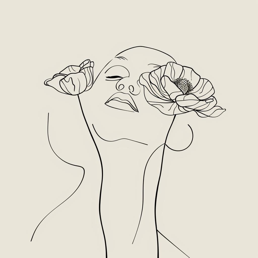 vector  drawing  minimal  boho  monochromatic  flowers  flowerpunk  lineart  abstract  female 960050