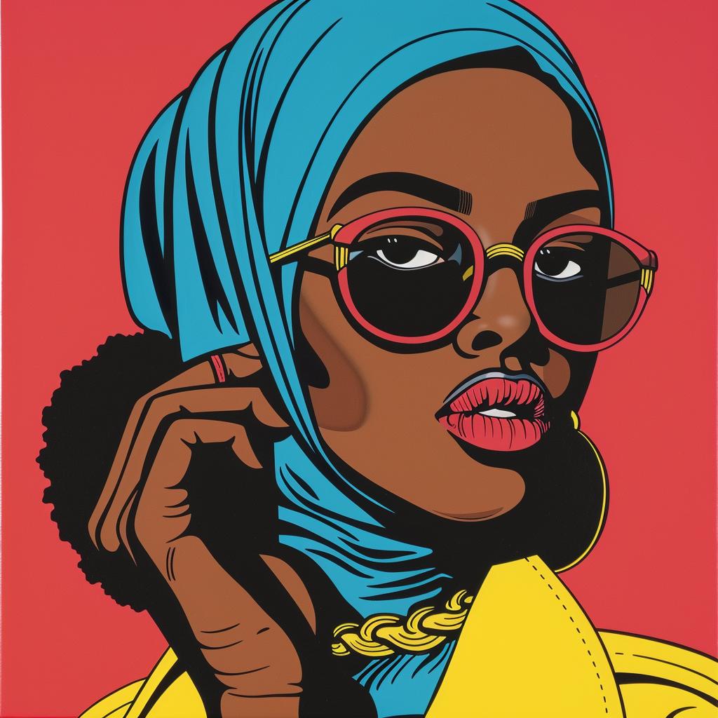 popart  painting  woman  sunglasses  headscarf  colorful  stylized  vibrant  modern  art 1022751