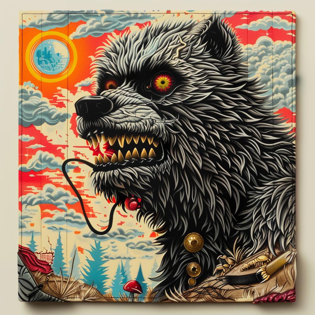 wolf  knife  painting  wildlife  art  expression  creature  canvas  vibrant  illustration 1033299