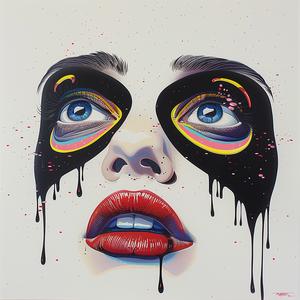 woman  black  eye  painting  Kandinsky  red  lips  portrait  emotional  expression 1073461
