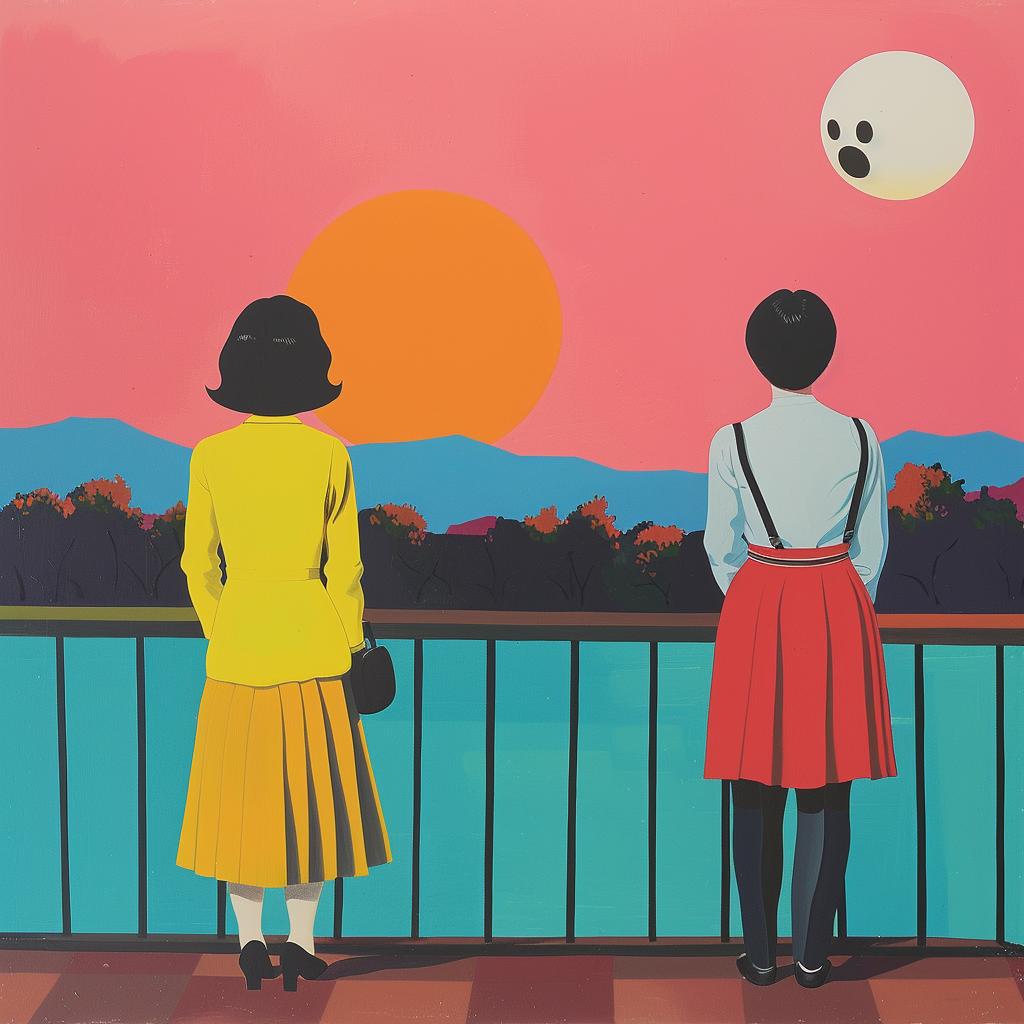 surreal  women  balcony  sunset  Joan  Cornella  creative  art  atmospheric  view 1017733