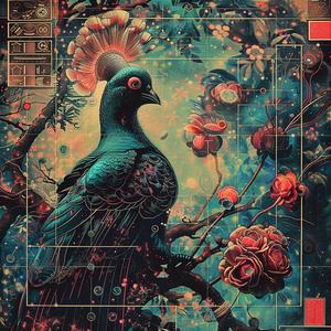 bird  flowers  painting  chromolithography  art  colorful  nature  graphic  design  beauty 1050149