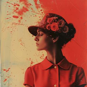 woman  abstract  painting  red  dress  hat  art  stylized  colorful  expressionistic 1061001