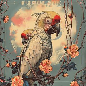 chromolithography  parrot  branch  flowers  vibrant  nature  colorful  detailed  realistic  botanical 1040172