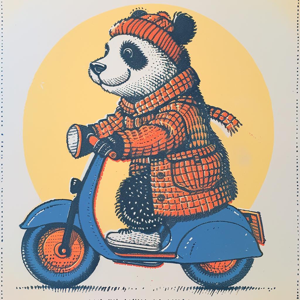 panda  scooter  surreal  lighting  glow  hat  scarf  design  art  funny 962897