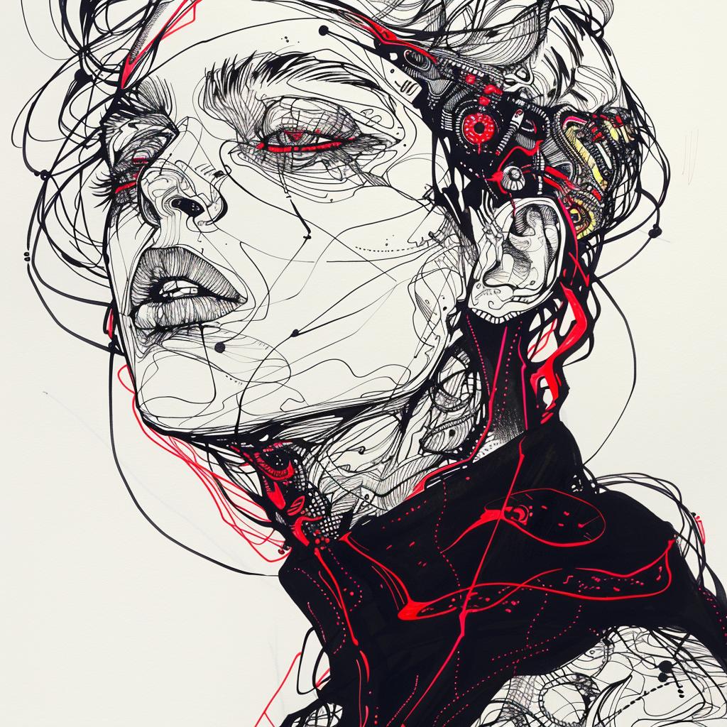 drawing  woman  red  hair  sophisticated  futuristic  horror  art  character  illustration 945496