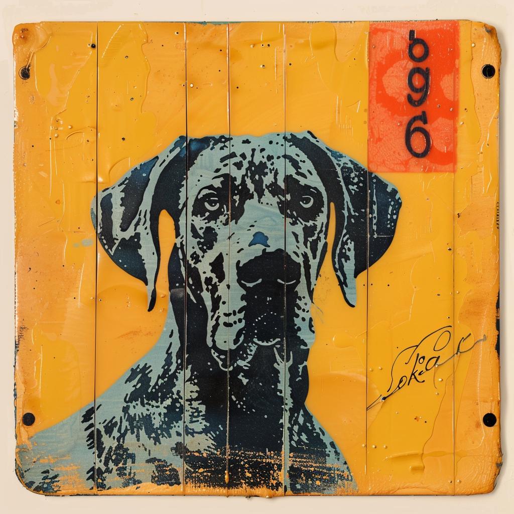 encaustic  paint  dog  great  dane  colorful  sign  artist  Joan  Cornella 1015459