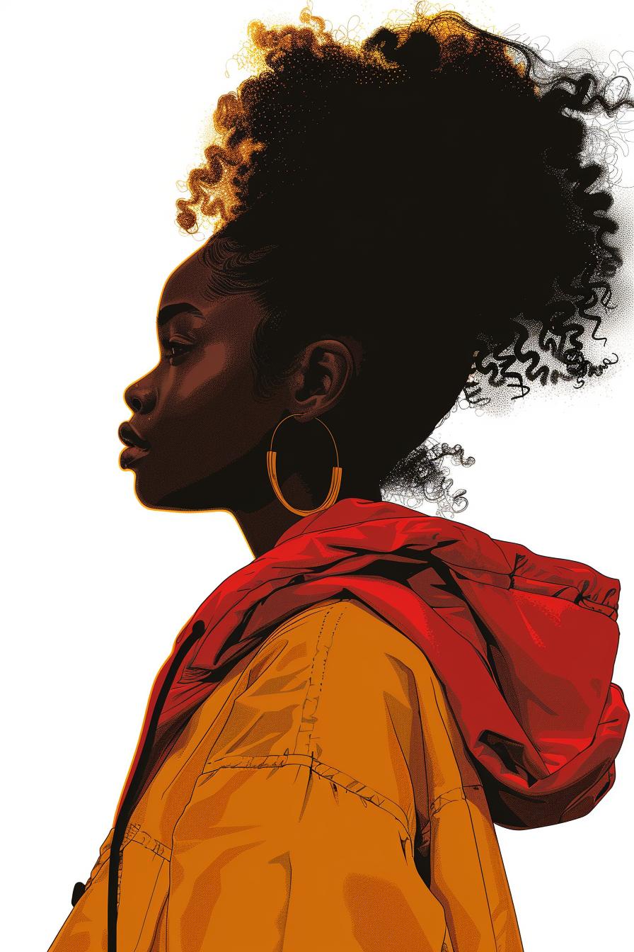 woman  afro  jacket  streetwear  African-American  silhouette  black  minimal  outdoor  vector 954269