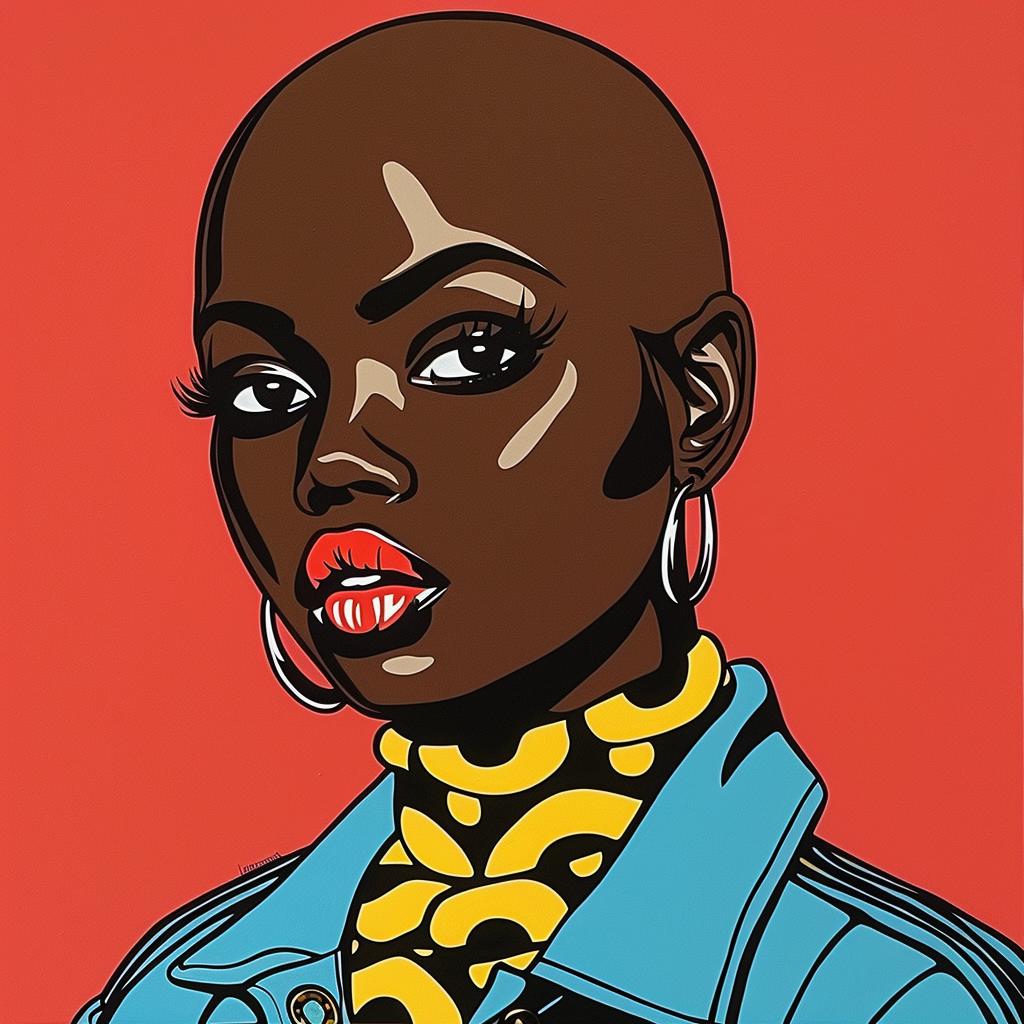 portrait  bald  woman  African-American  jacket  color  fashion  stylish  artistic  design 973864