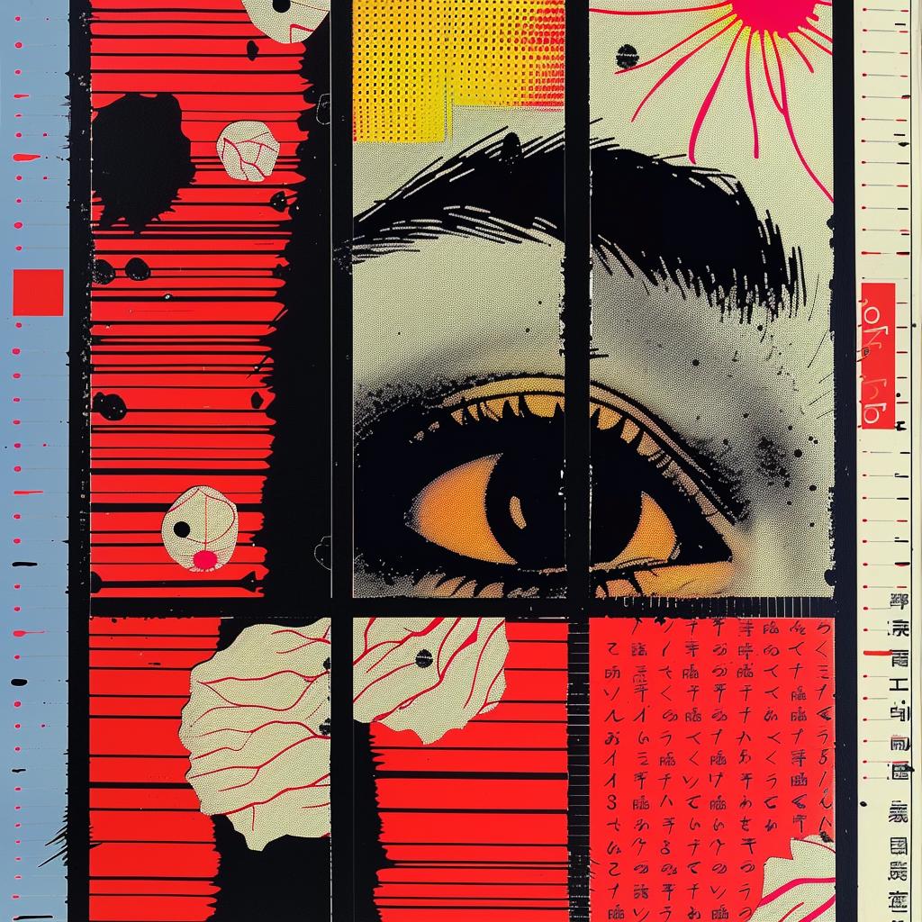graphic  design  eye  flowers  Japanese  horror  poster  art  color  elements 968592