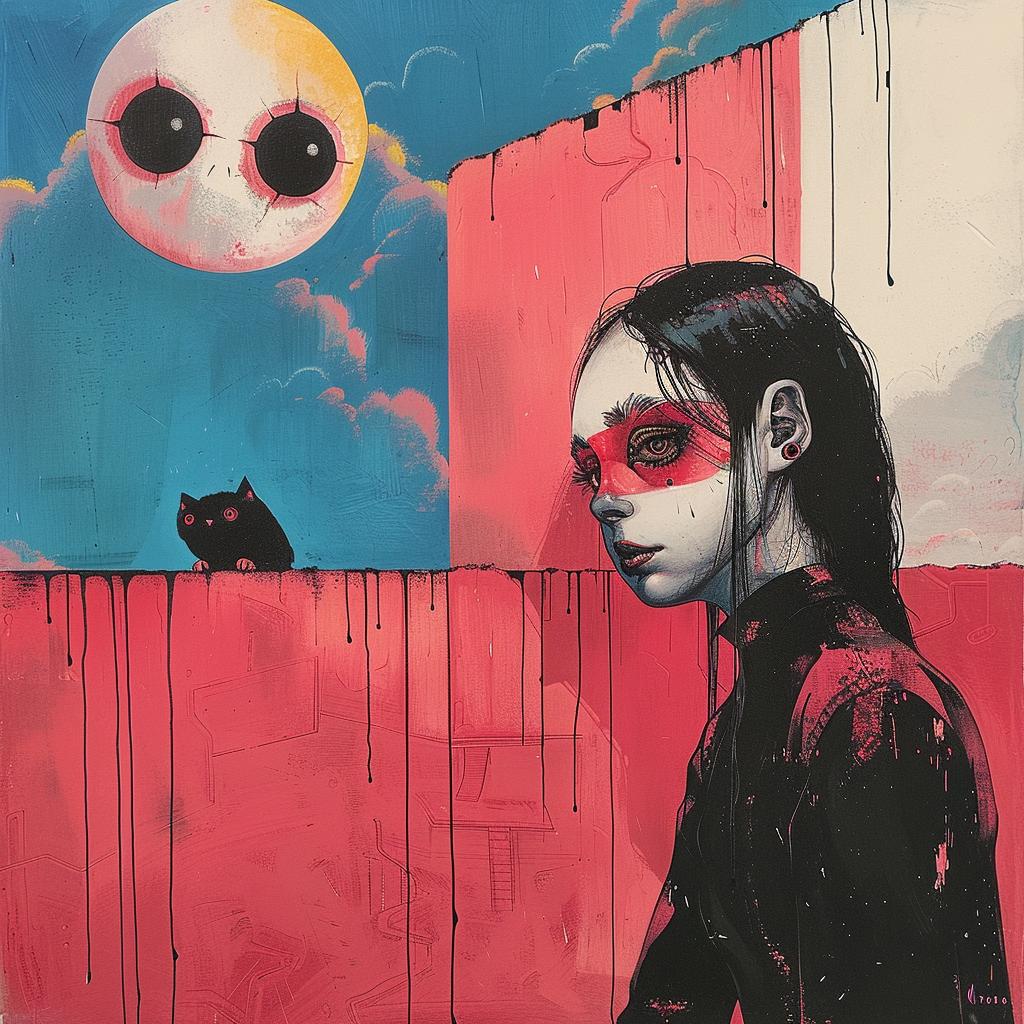 surreal  girl  cat  painting  whimsical  colorful  album  creative  art  unique 1018664