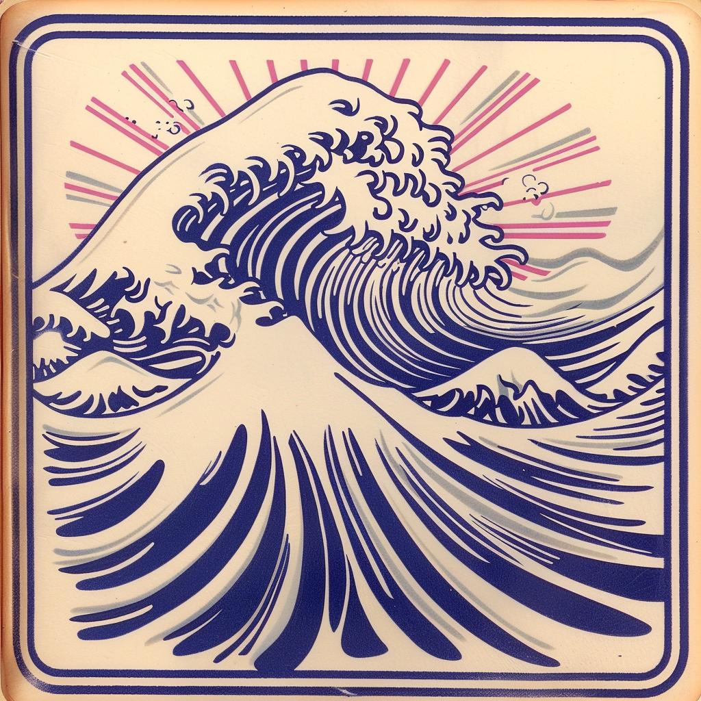 album  cover  kanagawa  greatwave  symbolist  1970s  art  screenprint  pulsar  illustration 941617