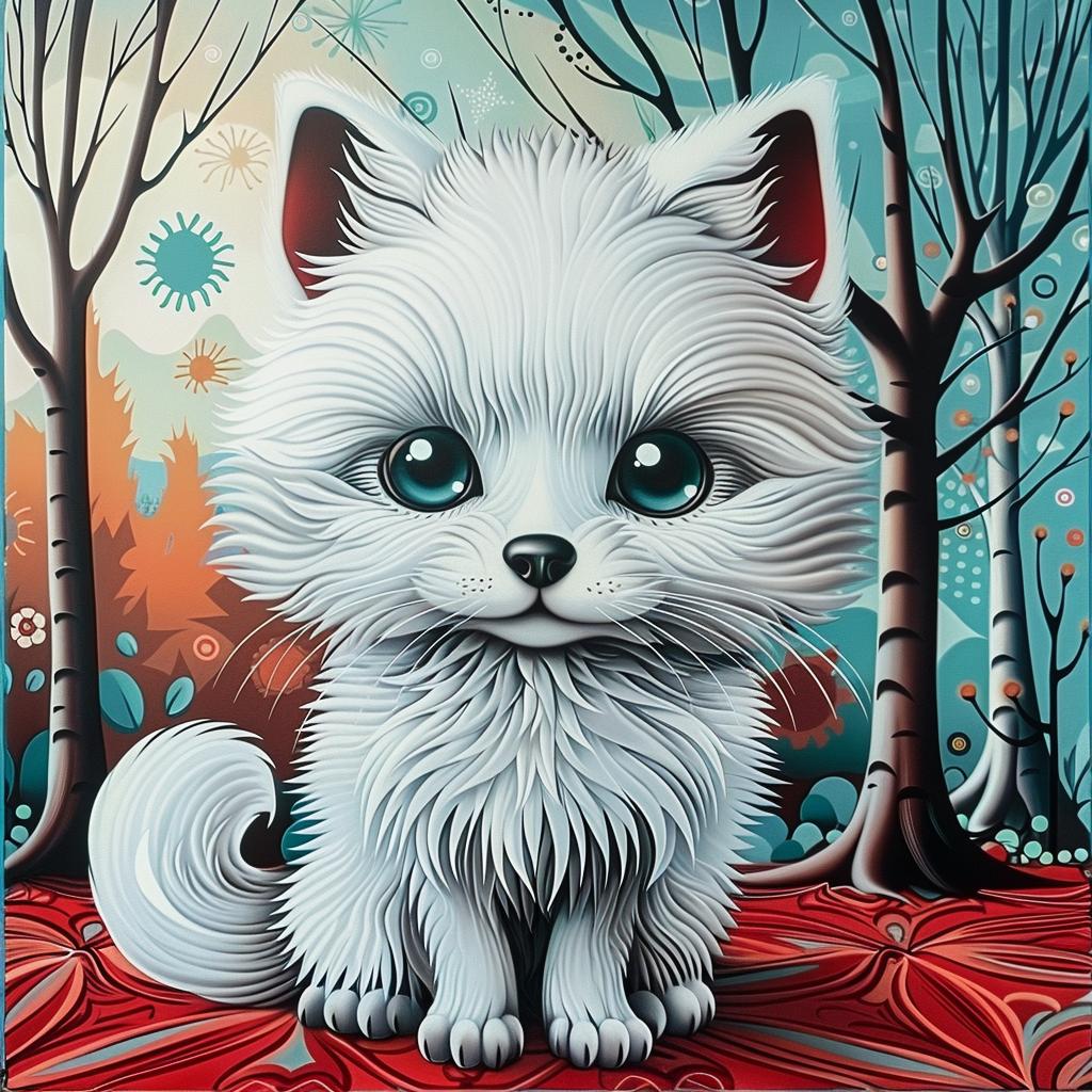 fox  kawaii  white  cute  animal  illustration  sitting  character  painterly  whimsical 1033680
