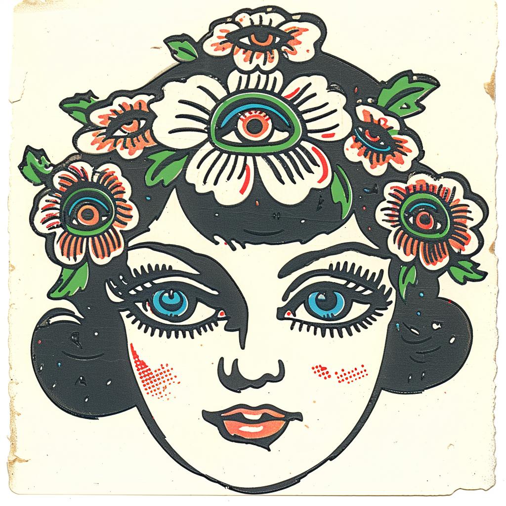 surreal  collage  flowerpunk  tattoo  drawing  woman  flowers  hair  happy  joy 941675
