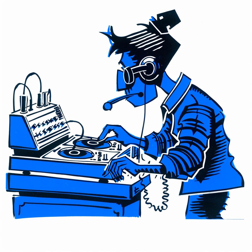 DJ  hip-hop  blue  white  illustration  music  turntable  cartoon  mixing  lively 1028075