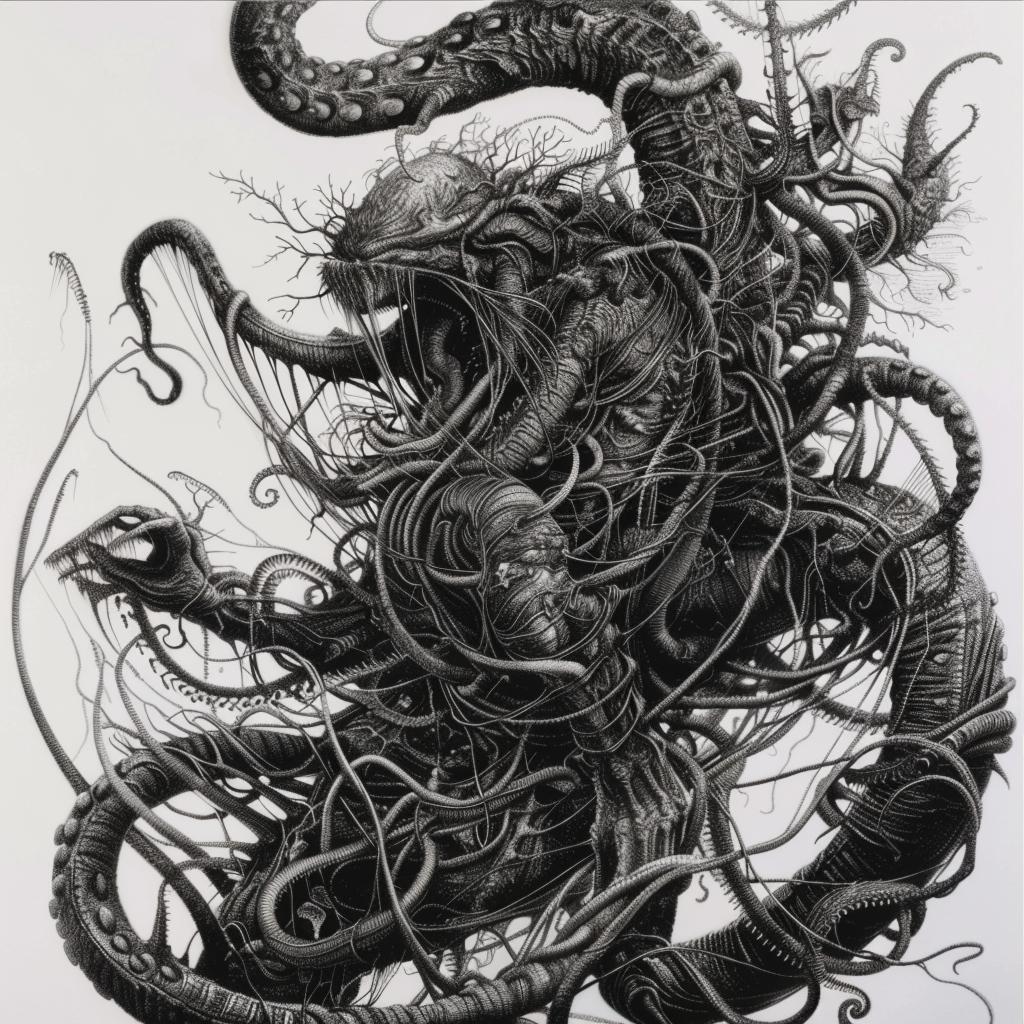 creature  tentacles  horror  monster  drawing  dark  fantasy  weird  illustration  surreal 948436