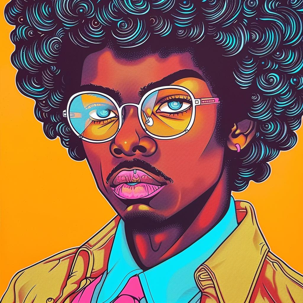 yearbook  90s  glasses  afro  detailed  portrait  African-American  male  student  realistic 938890