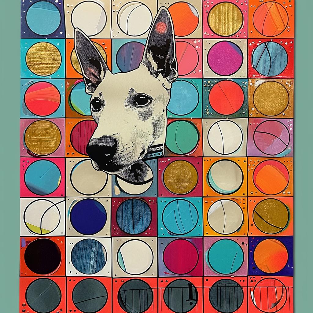 dog  bull  terrier  colorful  background  circles  print  art  portrait  playful 938550