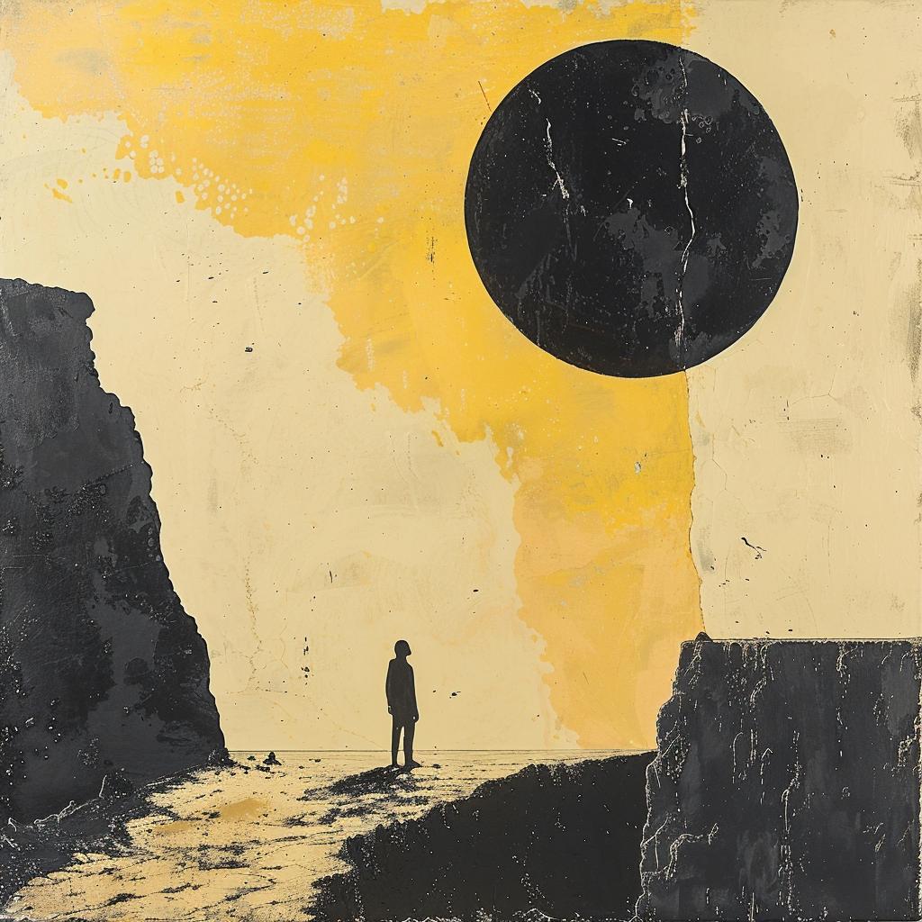person  black  sun  painting  album  retro  abstract  stylized  bold  narrative 963568