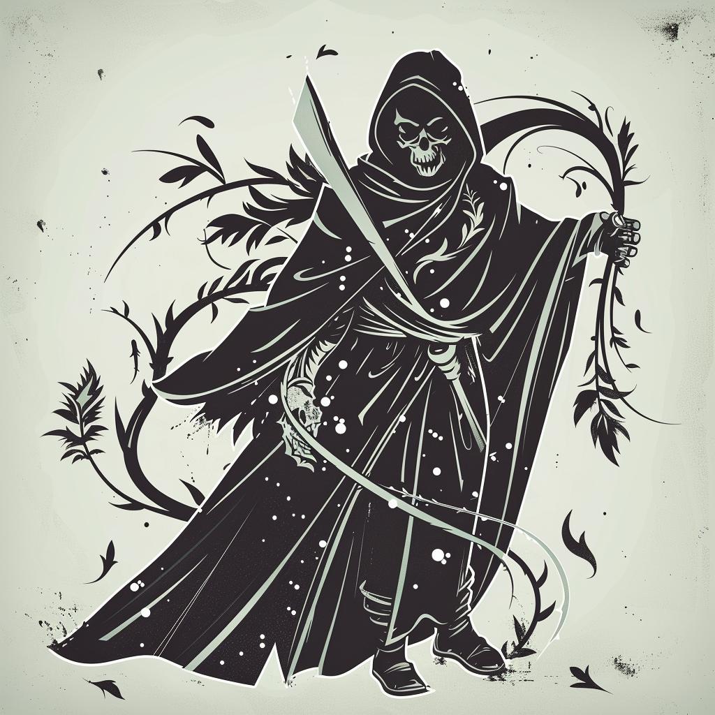 grim  reaper  dark  hood  mysterious  death  scythe  ominous  vector  black 1027619