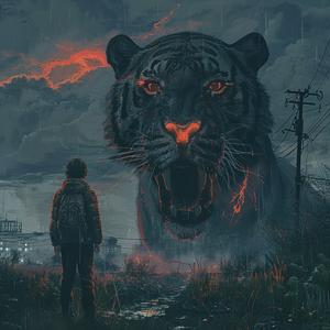 رسم توضيحي لشخص نمر، نظرة غامضة مشؤومة، خيال علمي رقمي، رقم 1079939