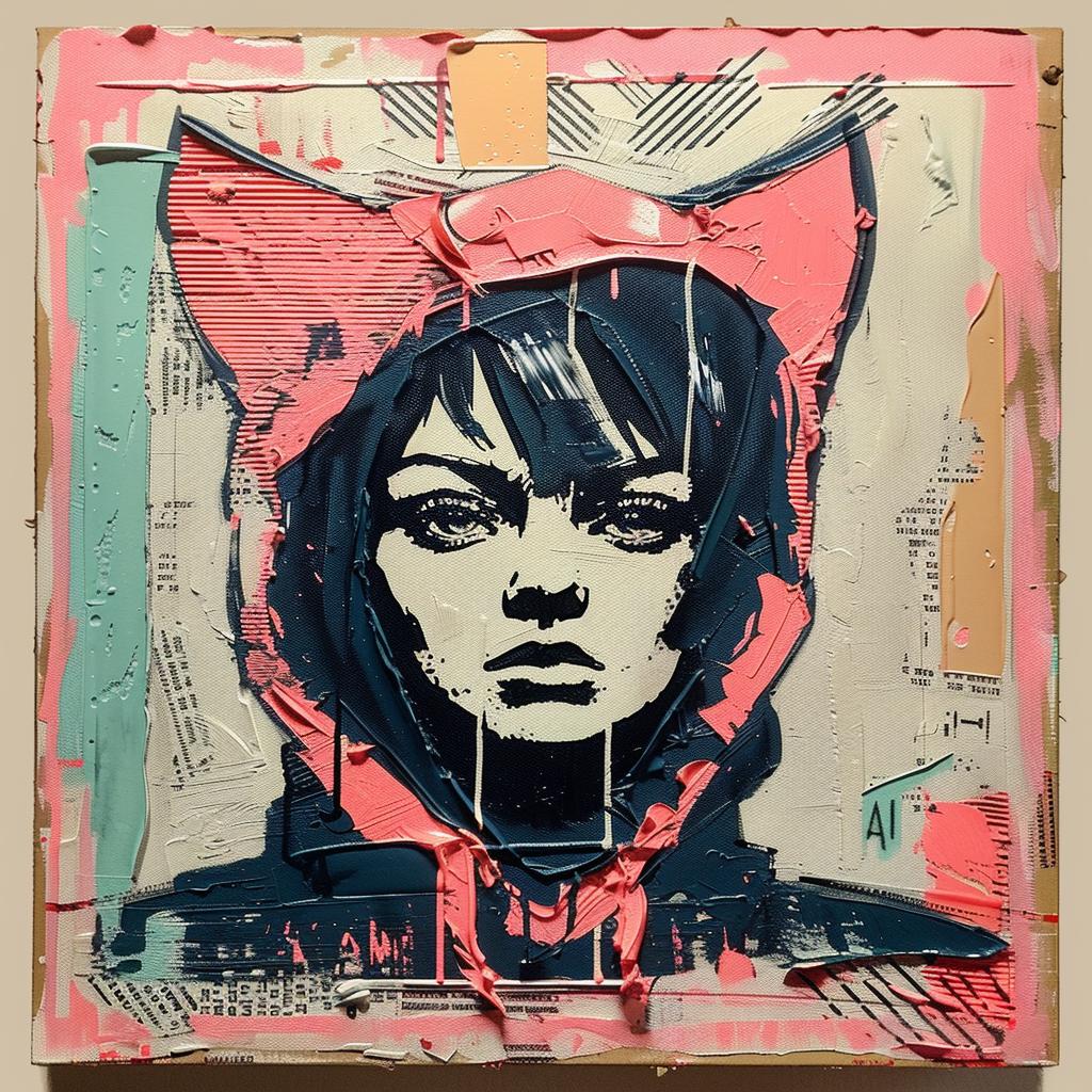 woman  cathead  impasto  colorful  portrait  artistic  surreal  creative  playful  whimsy 1015641