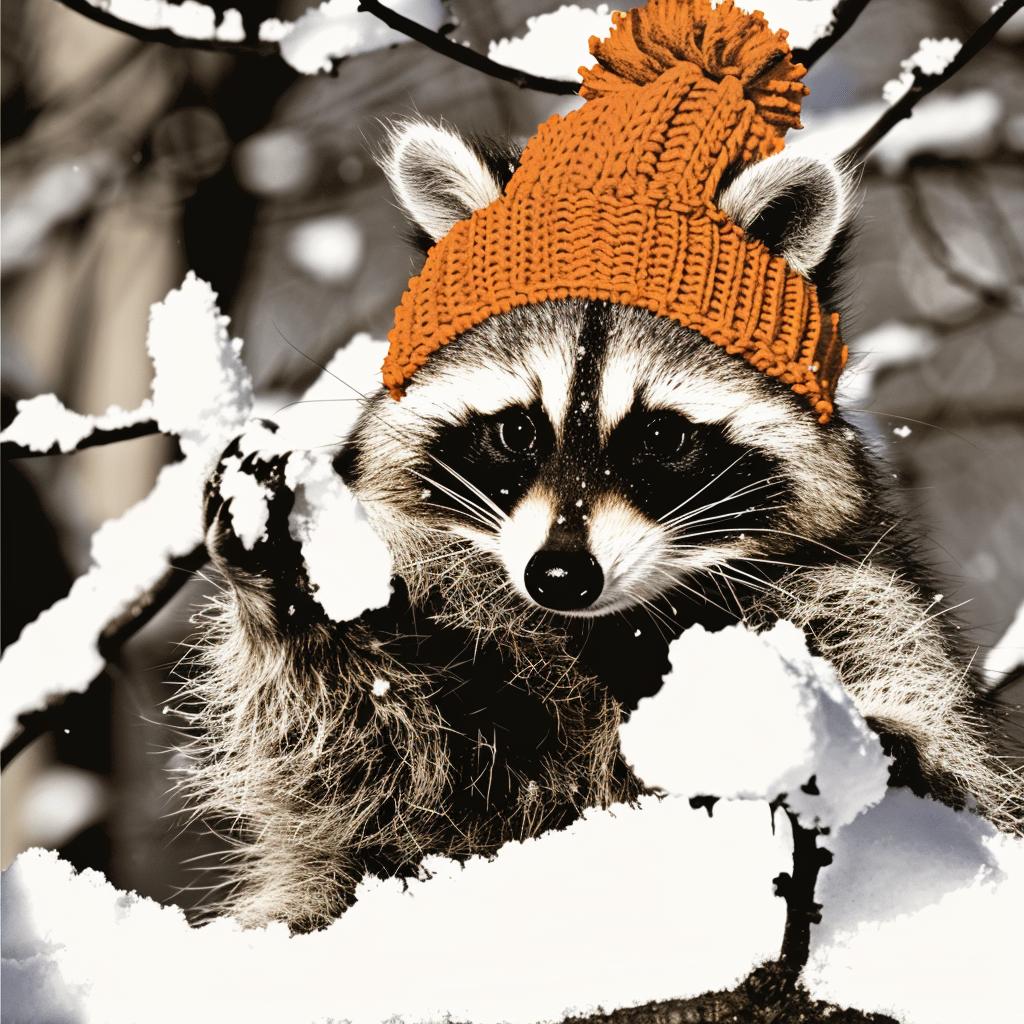 raccoon  hat  snow  white  background  animal  funny  cute  illustration  winter 942352
