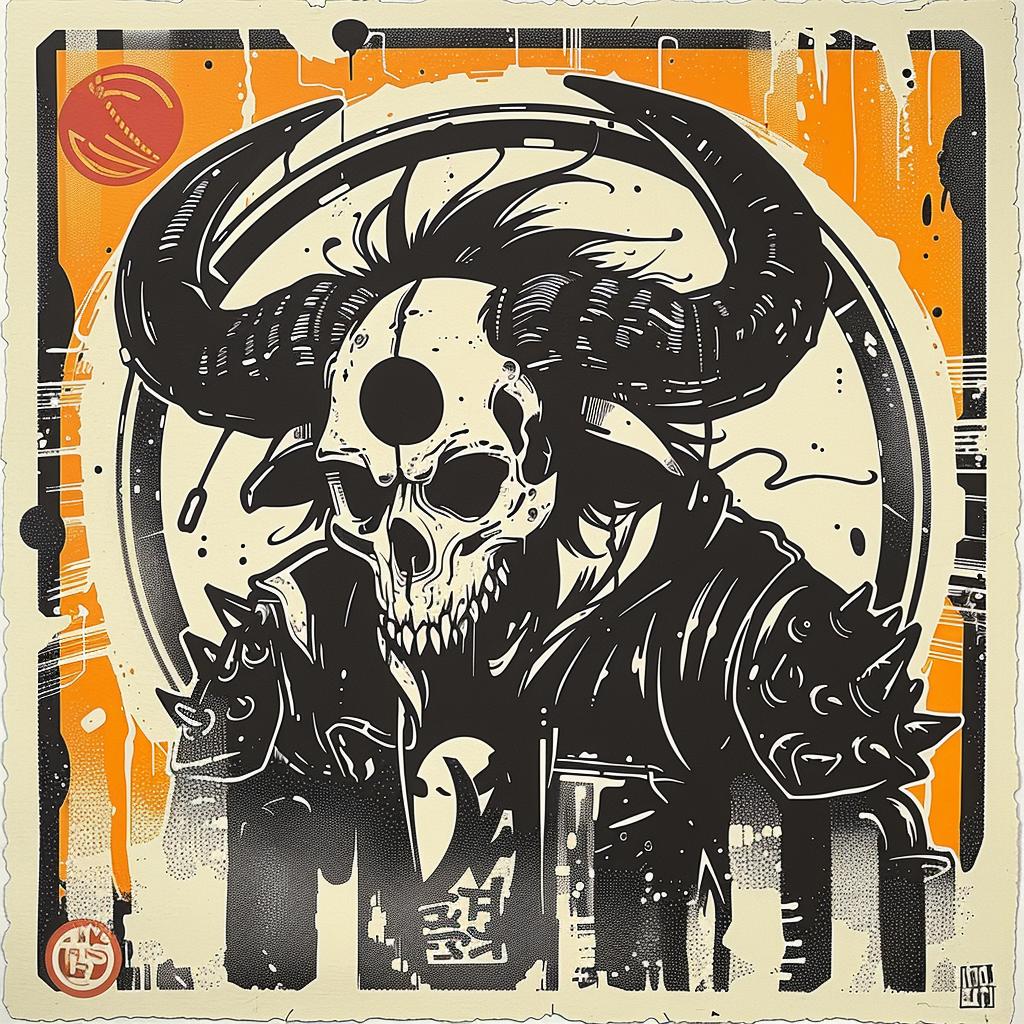 mythical  hybrid  skull  horns  poster  fantastical  art  unique  design  creature 941053