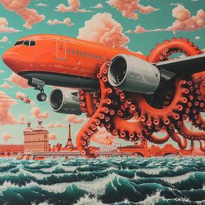 octopus  airplane  sea  tentacles  painting  Andreas  Levers  Quint  Buchholz  choppy 1039733