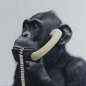 صورة شمبانزي، هاتف، حيوان مرح، خيالي، رسم، فكاهة، عمل فني، تعبير 1072452