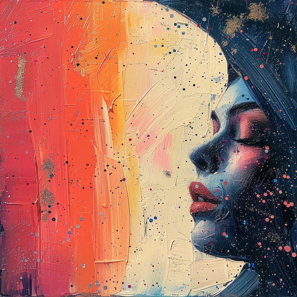 glitter  painting  woman  background  red  blue  vibrant  colorful  expression  abstract 963805