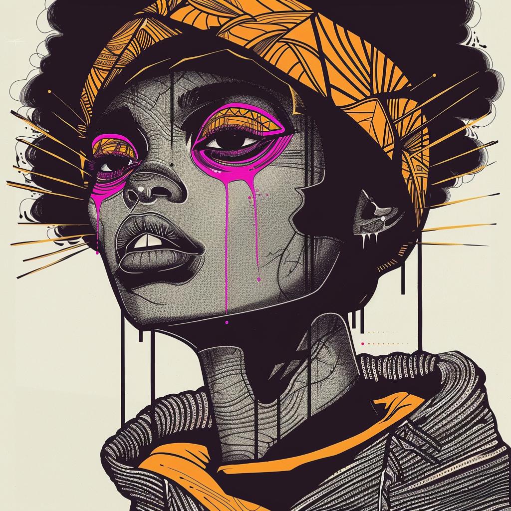 popart  drawing  woman  afro  makeup  TroyBrooks  colorful  foureyes  eyemakeup  whitebackground 939306