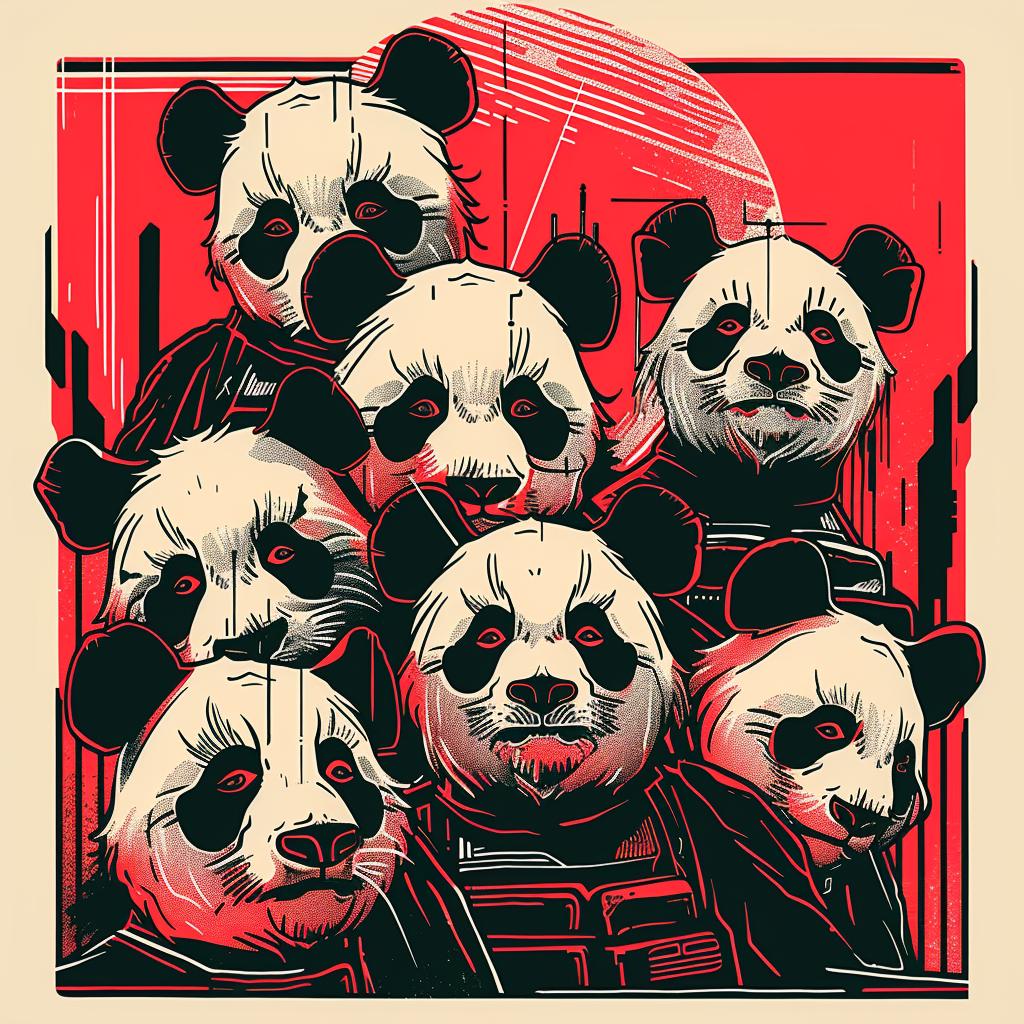 surreal  pandas  ominous  occult  poster  animals  red  playful  graphic  dynamic 939445