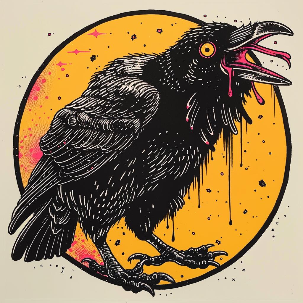 crow  blood  tattoo  design  illustration  dark  art  symbolic  edgy  stylized 923087