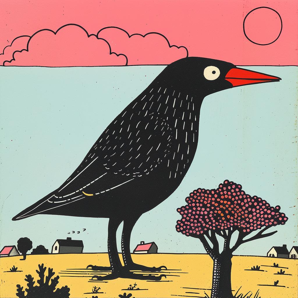 surreal  black  bird  hill  nature  painting  isolated  Mark Catesby  artwork  mood 921664