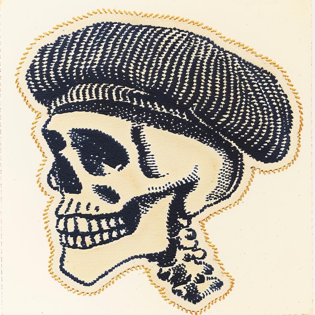 skull  patch  streetwear  beret  chenille  hip-hop  minimal  symmetrical  embroidery  stitch 961101