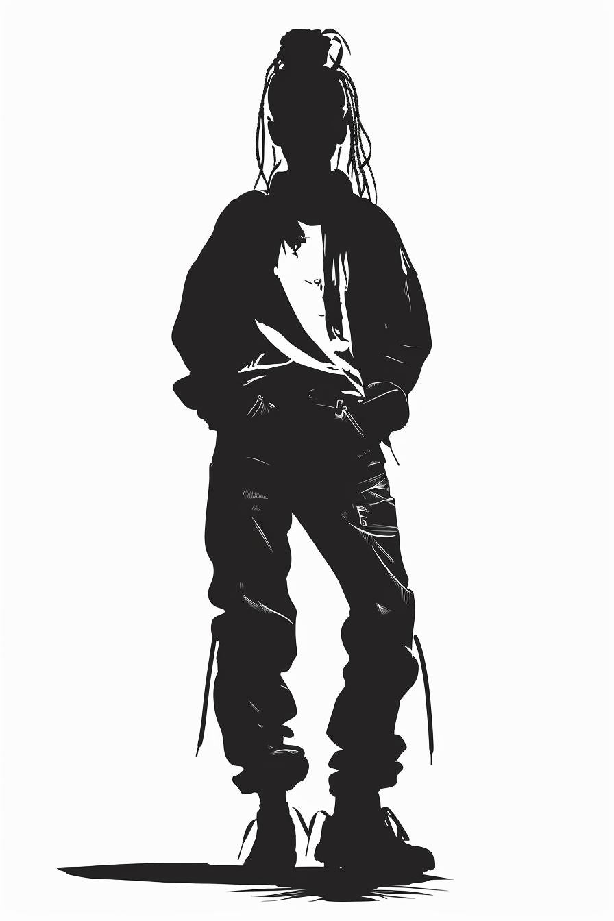 silhouette  man  streetwear  vector  SVG  black  white  dreadlocks  modern  art 954531
