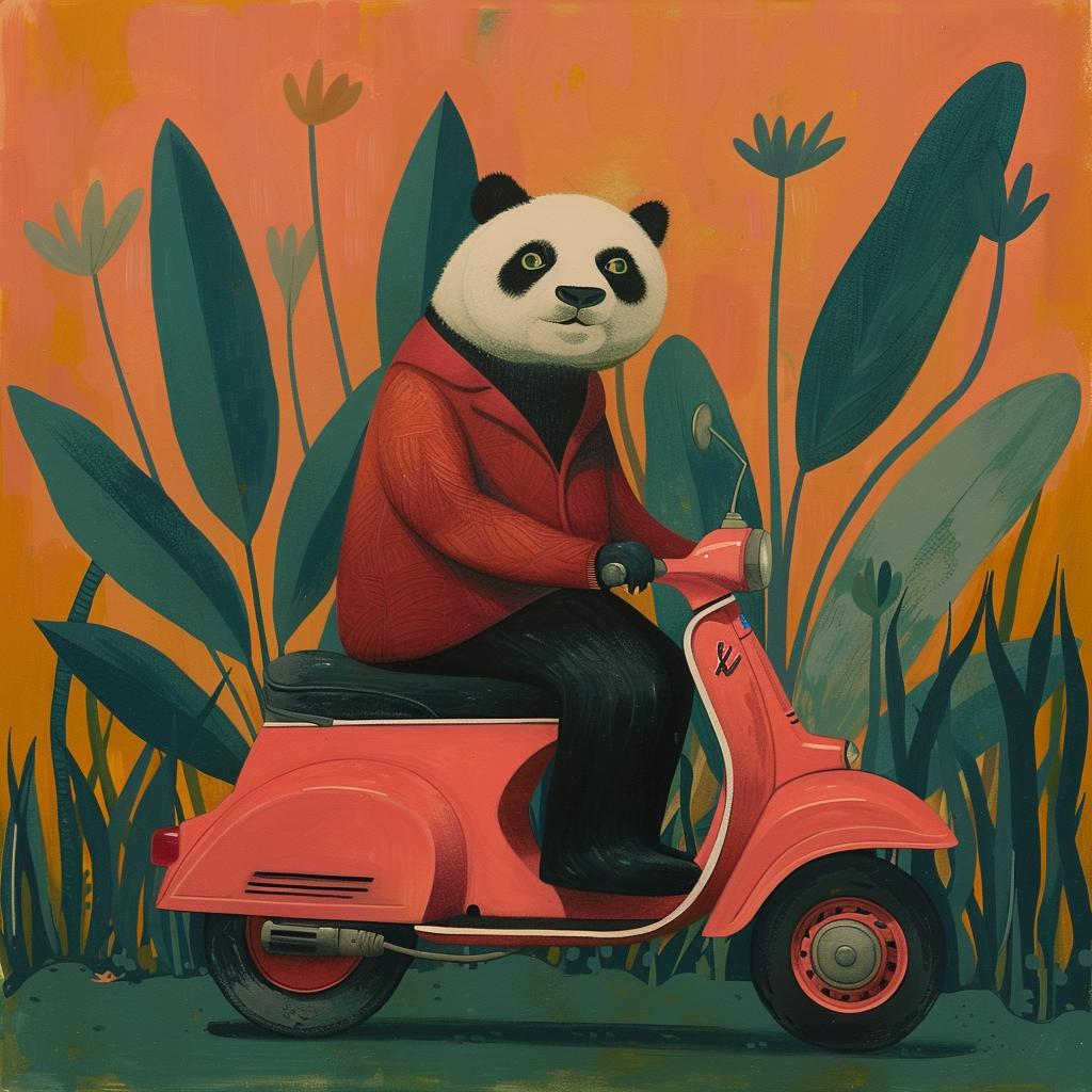 surreal  panda  scooter  canvas  art  print  Joan  Cornella  creative  funny 1017678