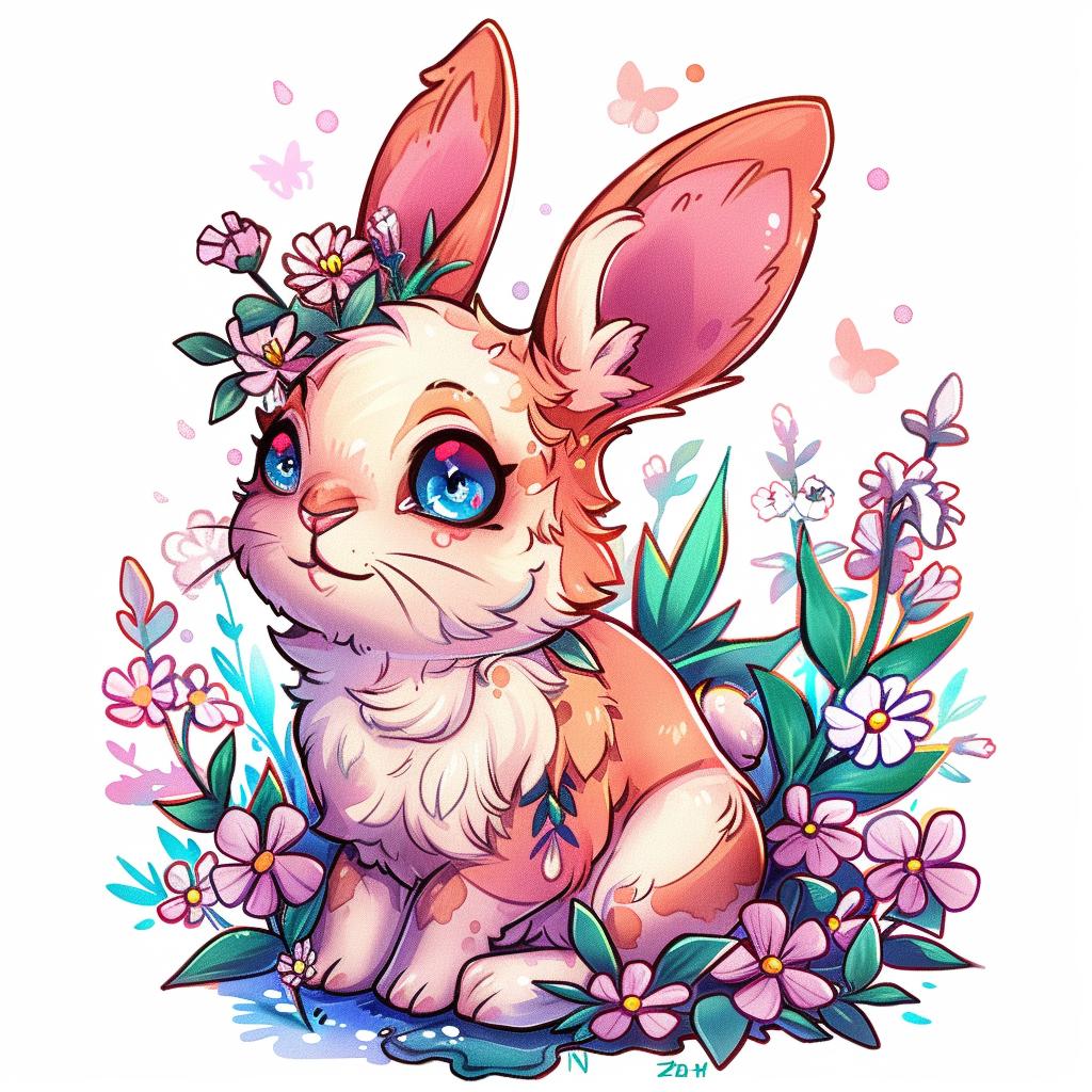 rabbit  tattoo  illustration  flowers  cute  butterflies  white  flash  whimsical  colorful 927547