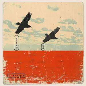 birds  flying  red  sky  sign  encaustic  artwork  modern  abstract  landscape 1066711