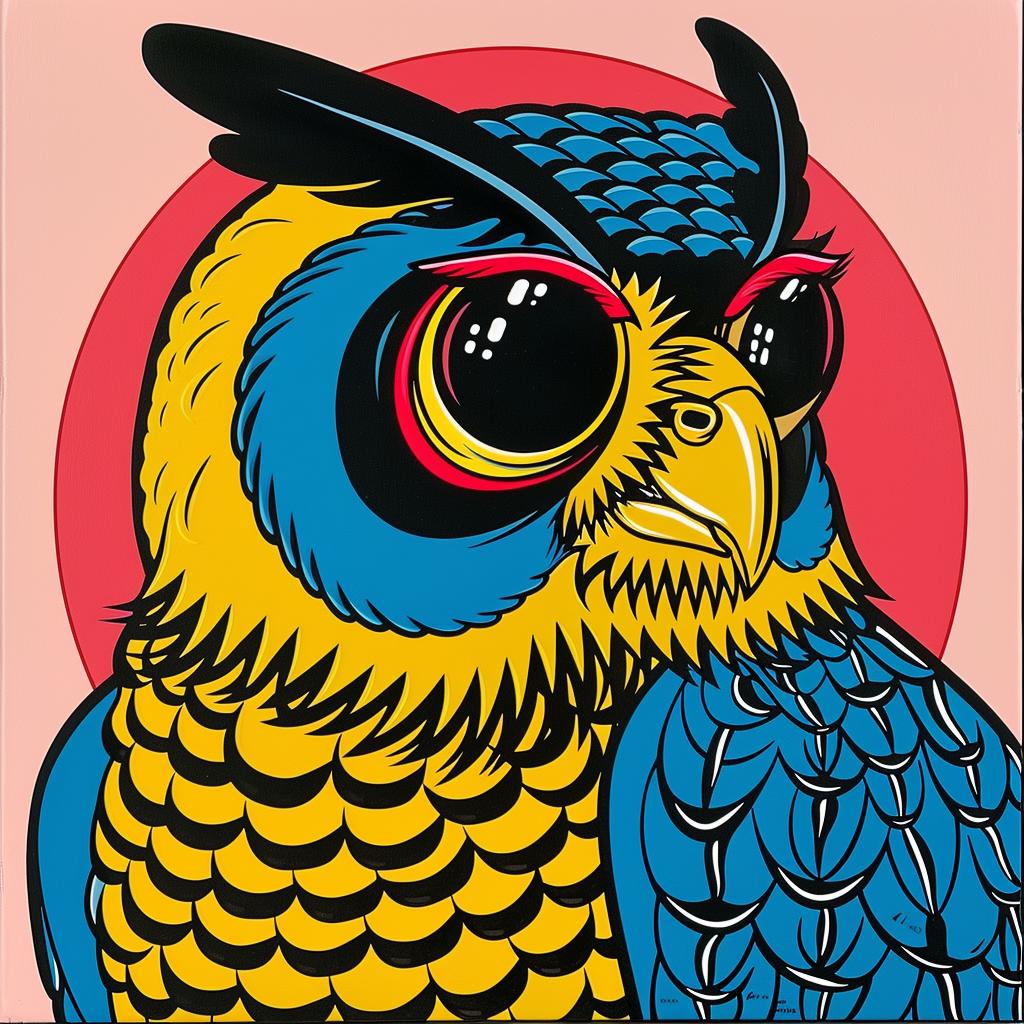 album  cover  owl  red  yellow  blue  feathers  illustration  art  Robert 1024366