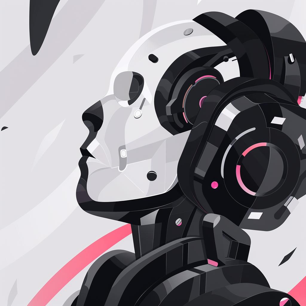 monster  robot  cyborg  skull  headphones  digital  illustration  black  pink  background 944005