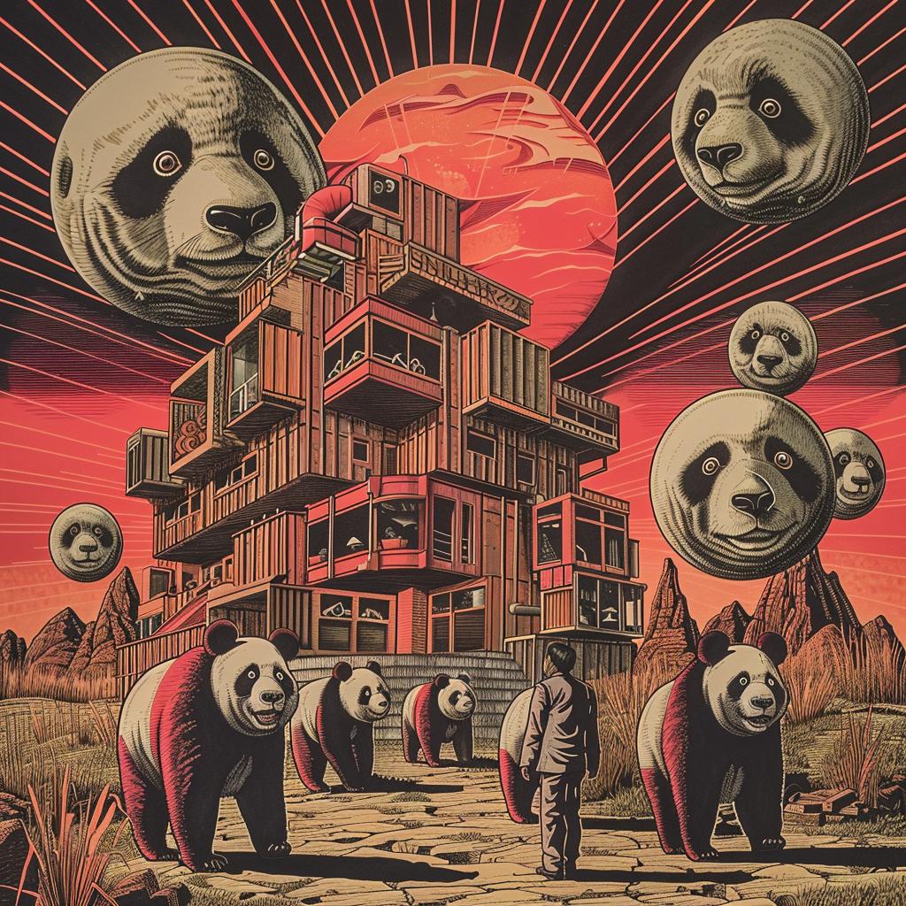 surreal  attack  pandas  ominous  occult  Simon Stalenhag  Adolph Gottlieb  album  cover  unique 939169