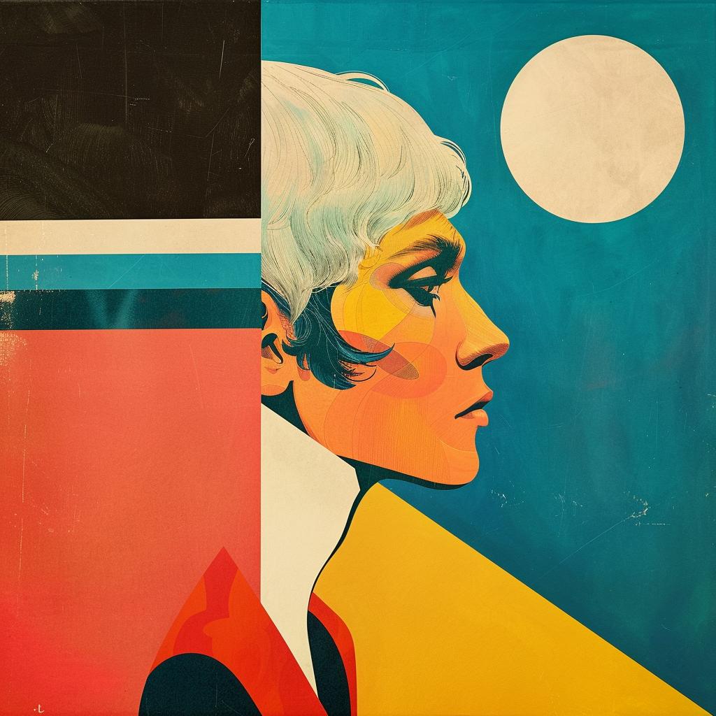 woman  moon  abstract  albumcover  midcenturymodern  vibrant  creative  artistic  surreal  colorful 964194