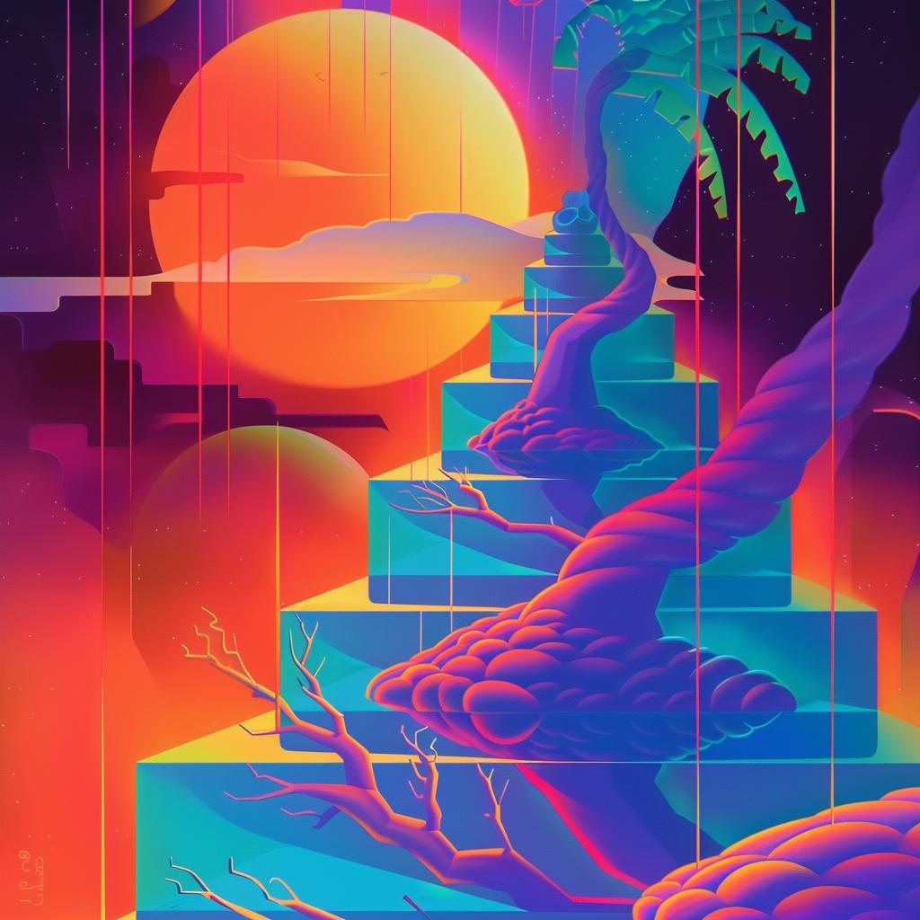 psychedelic  art  tree  sun  surreal  album  cover  screenprinting  vibrant  symbolist 977875