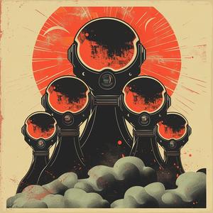 poster  gasmasks  synthwave  dark  characters  elements  bold  abstract  design  colors 1038689
