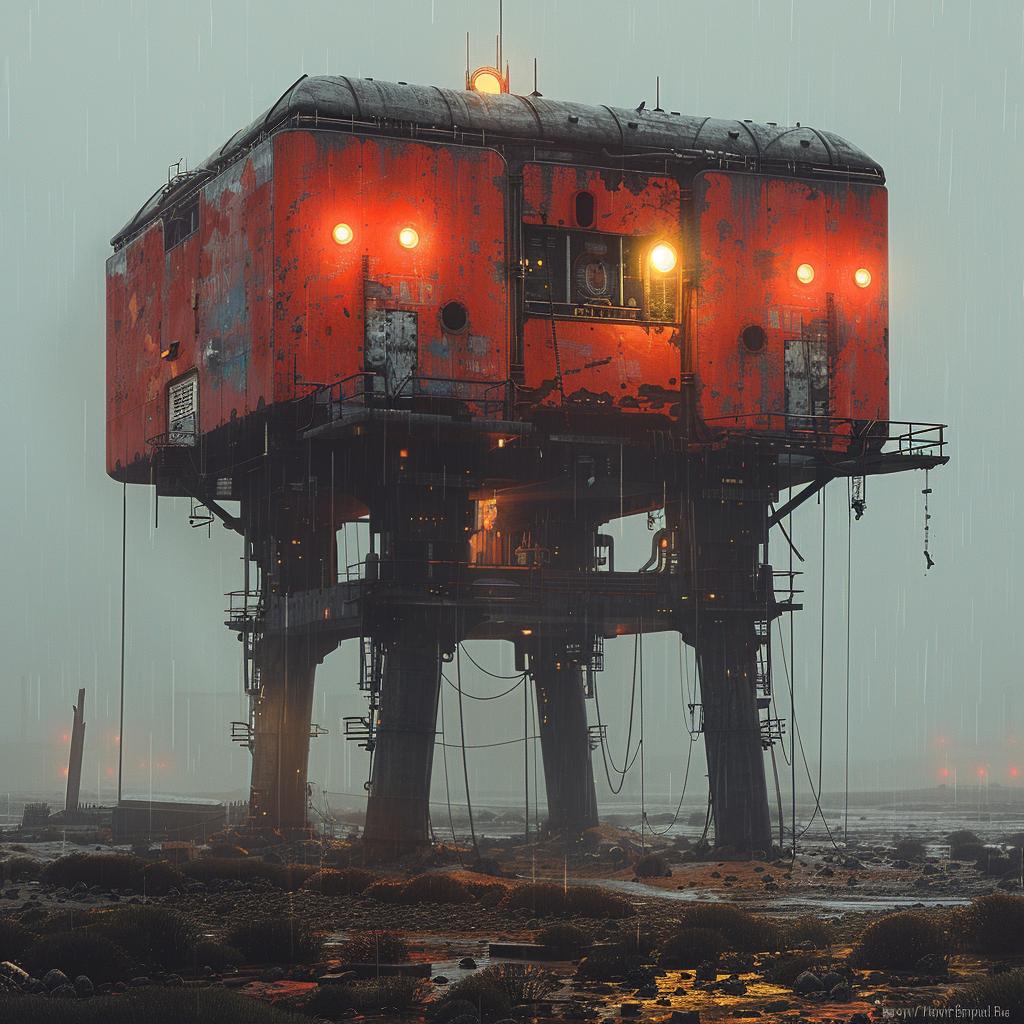 cyborg  rain  red  building  lights  surreal  volumetric  lighting  photo  award-winning 1028923
